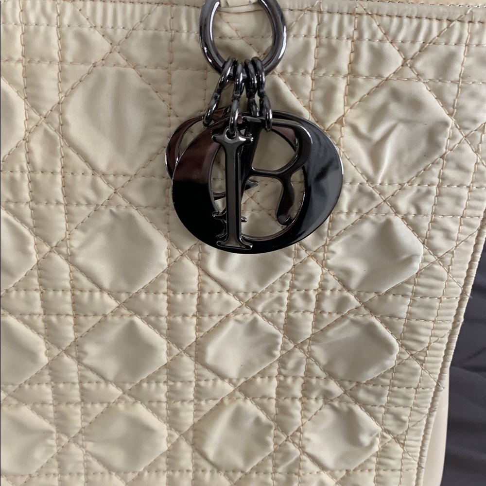 Dior Ivory Quilted Tote with Charm - Picture 2 of 8